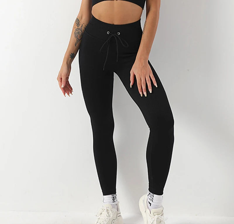Women’s Ribbed Seamless Leggings – High-Waisted Yoga & Workout Tights