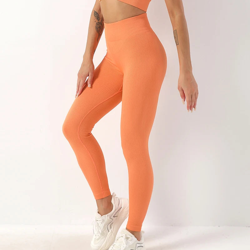 Women’s Ribbed Seamless Leggings – High-Waisted Yoga & Workout Tights
