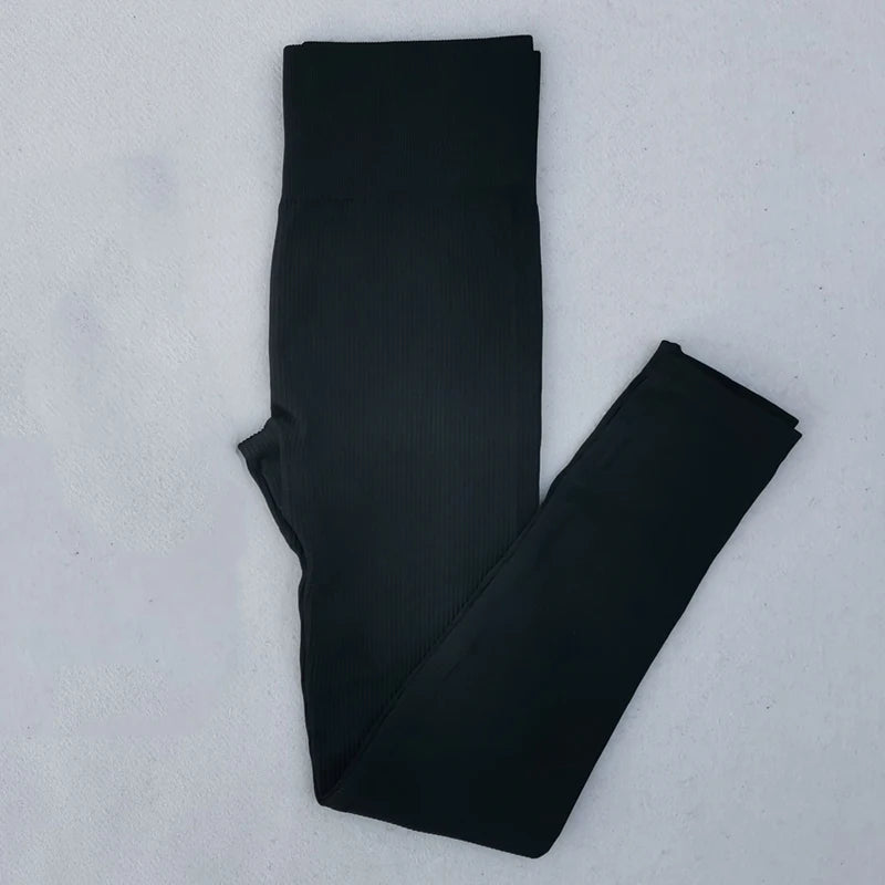 Women’s Ribbed Seamless Leggings – High-Waisted Yoga & Workout Tights