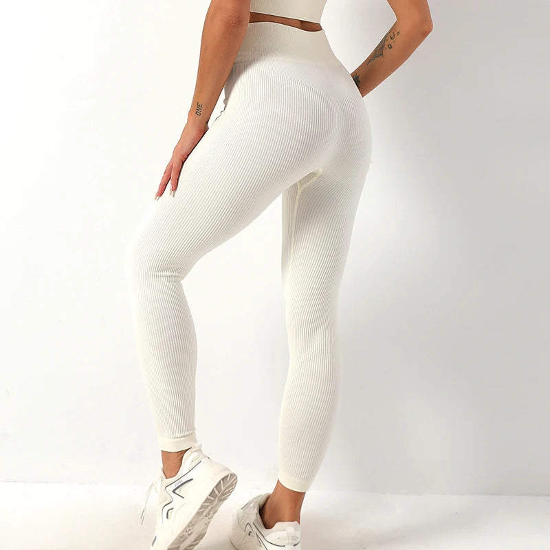 Women’s Ribbed Seamless Leggings – High-Waisted Yoga & Workout Tights