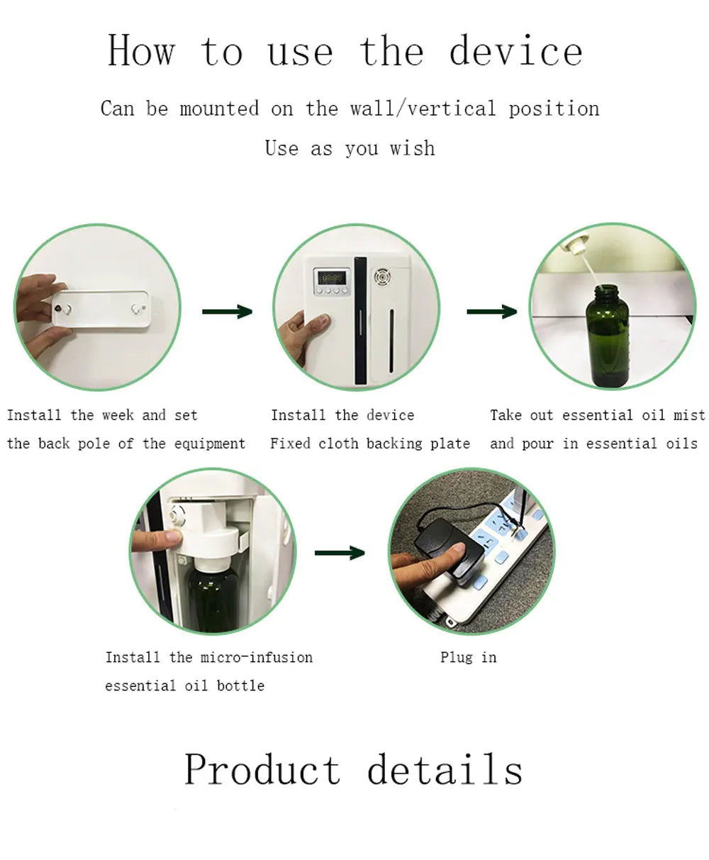 160ML Wall-Mounted Scent Diffuser with Fan for Hotel & Home