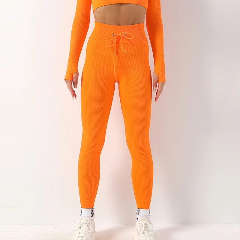 Women’s Ribbed Seamless Leggings – High-Waisted Yoga & Workout Tights