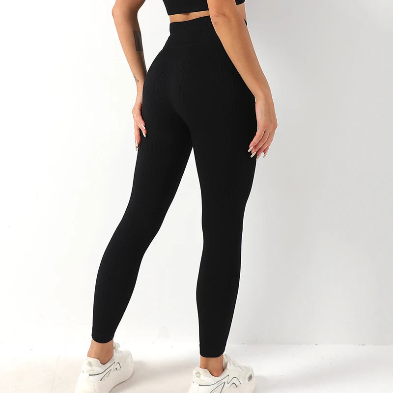 Women’s Ribbed Seamless Leggings – High-Waisted Yoga & Workout Tights
