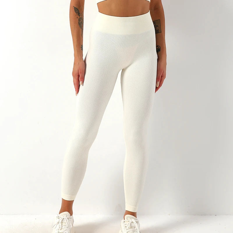 Women’s Ribbed Seamless Leggings – High-Waisted Yoga & Workout Tights