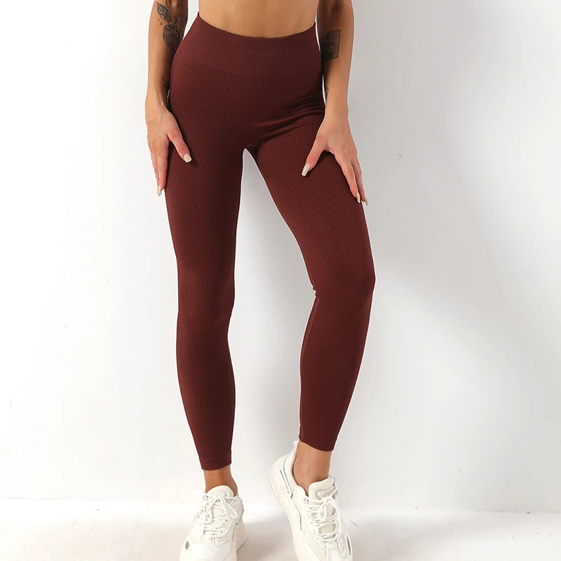 Women’s Ribbed Seamless Leggings – High-Waisted Yoga & Workout Tights