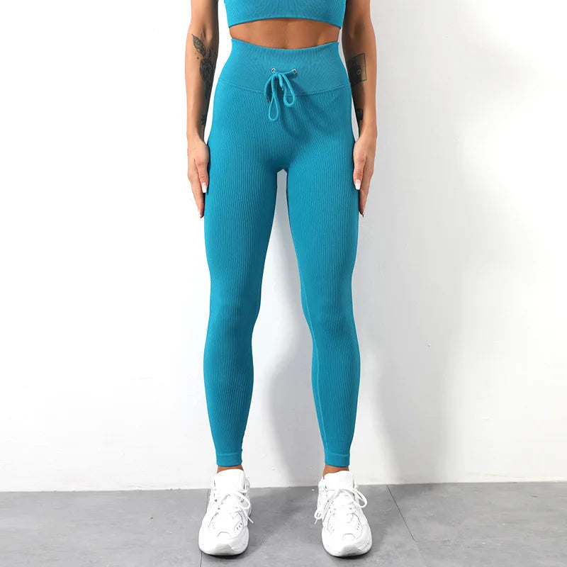 Women’s Ribbed Seamless Leggings – High-Waisted Yoga & Workout Tights