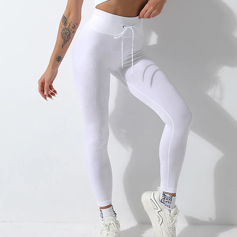 Women’s Ribbed Seamless Leggings – High-Waisted Yoga & Workout Tights