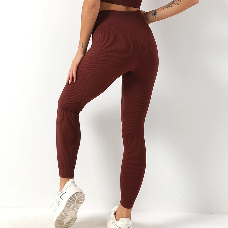 Women’s Ribbed Seamless Leggings – High-Waisted Yoga & Workout Tights