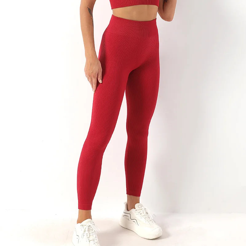 Women’s Ribbed Seamless Leggings – High-Waisted Yoga & Workout Tights