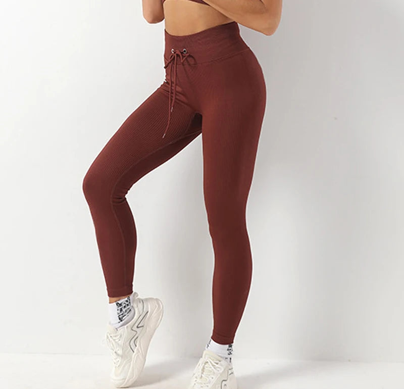 Women’s Ribbed Seamless Leggings – High-Waisted Yoga & Workout Tights