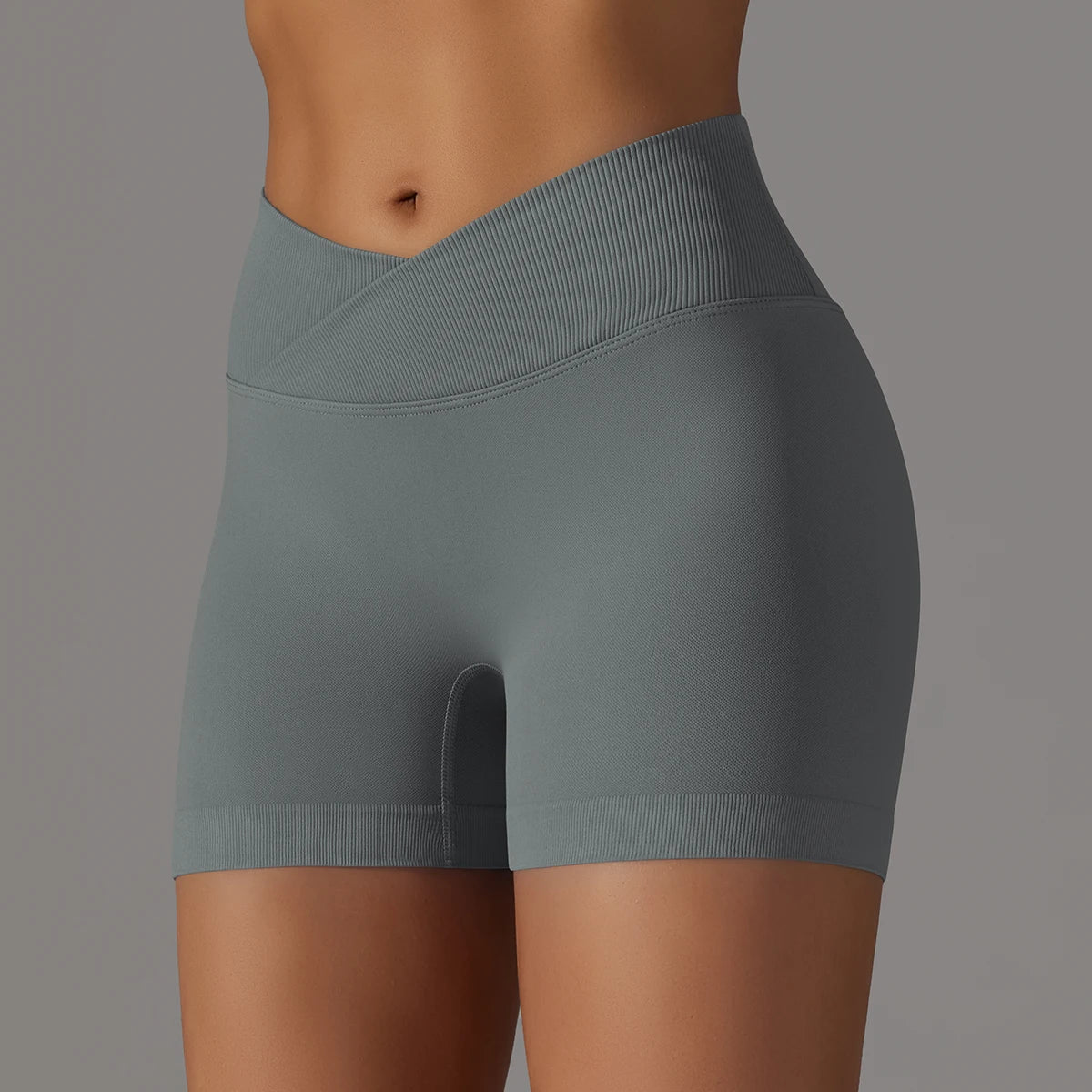 Crossover Waist Women’s Yoga Gym Shorts