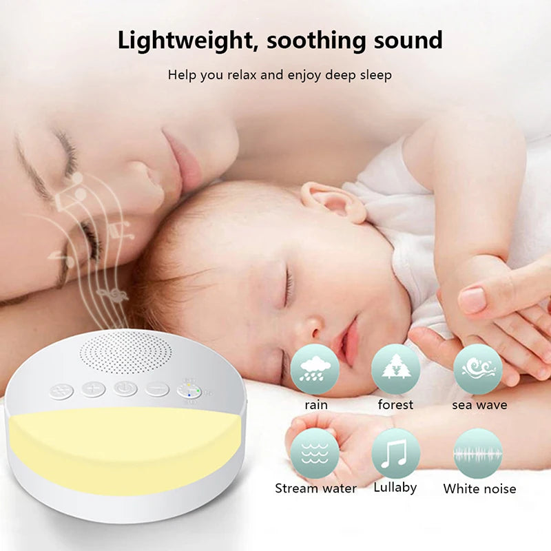USB Rechargeable Baby White Noise Machine with Night Light & Timer