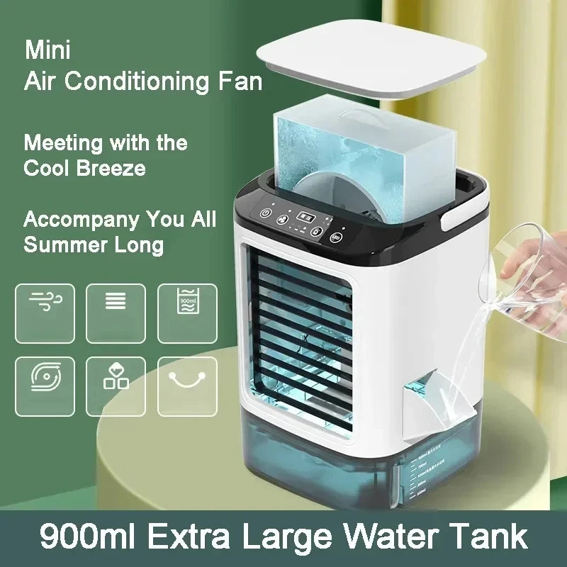 Portable Desktop Air Cooler Fan with Dual Spray & Night Light