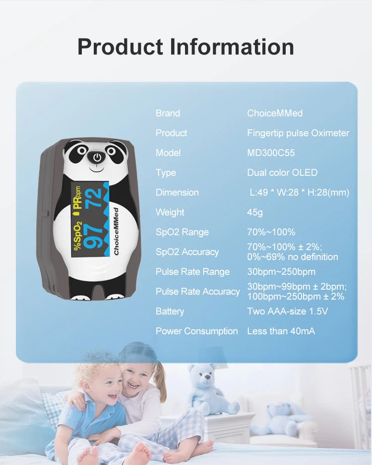 ChoiceMMed Pediatric Finger Pulse Oximeter with OLED Display