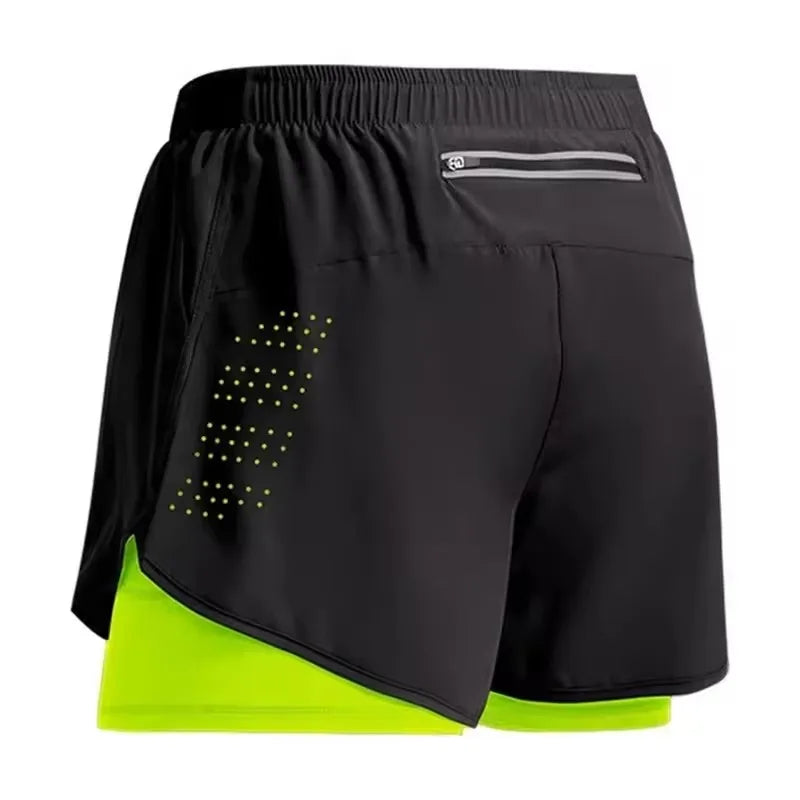 Men’s Double-Layer Running Shorts – Quick-Dry Fitness Workout Pants