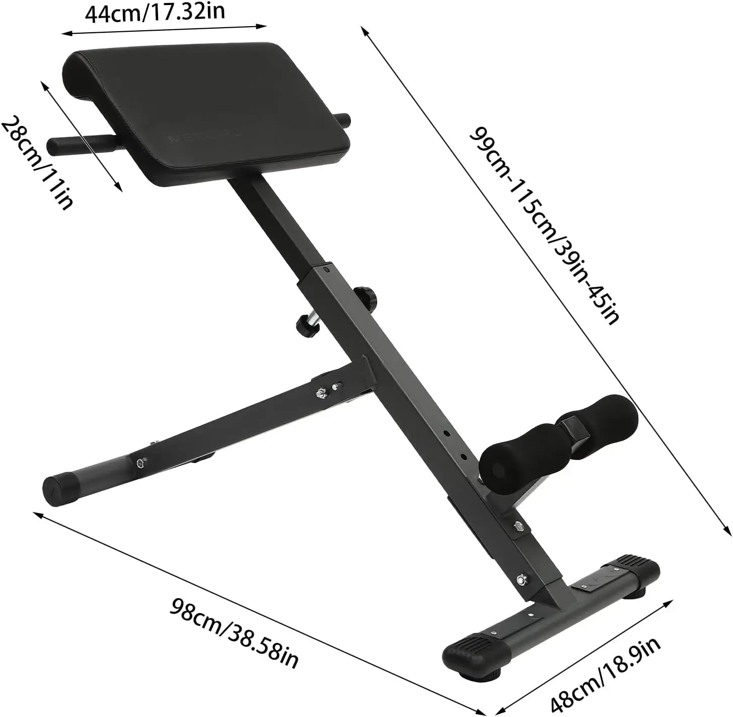 Adjustable Roman Chair Back Extension Bench for Home Gym