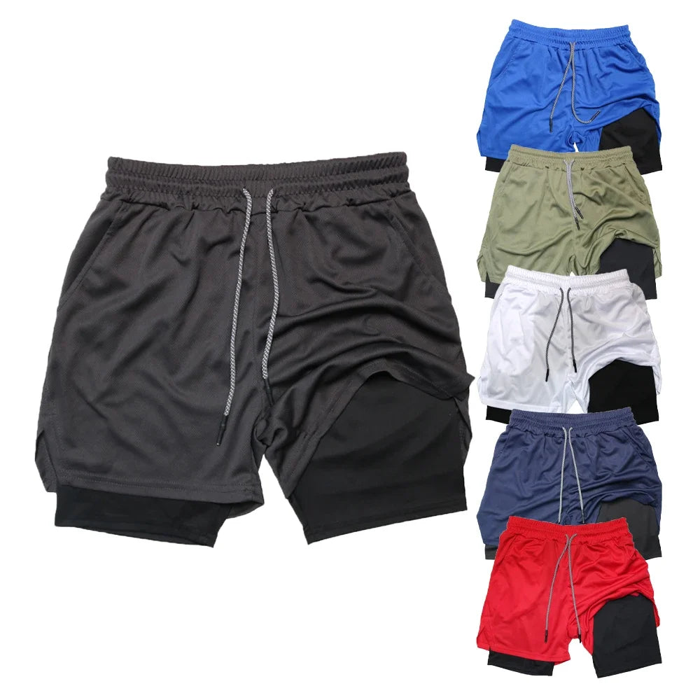 Men’s 2-in-1 Double Layer Quick-Dry Fitness Shorts