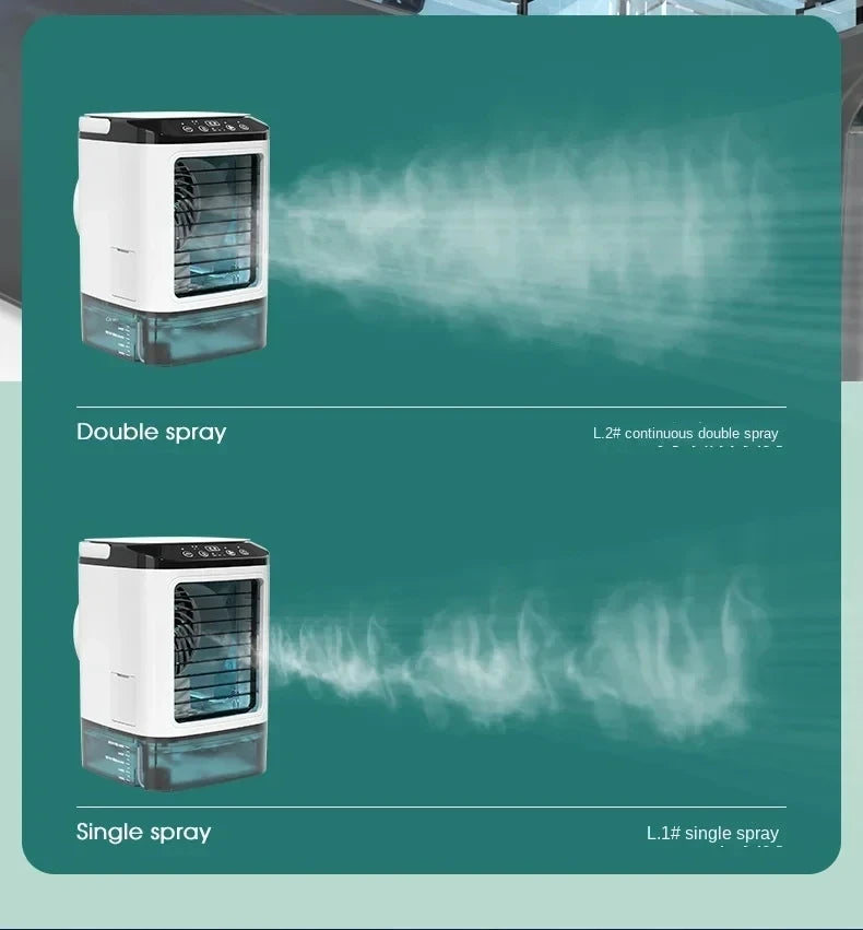 Portable Desktop Air Cooler Fan with Dual Spray & Night Light