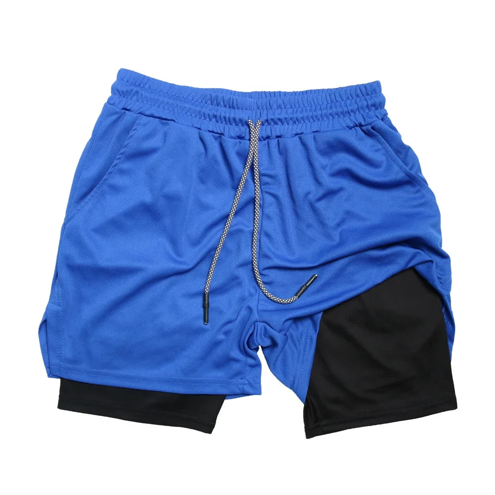 Men’s 2-in-1 Double Layer Quick-Dry Fitness Shorts