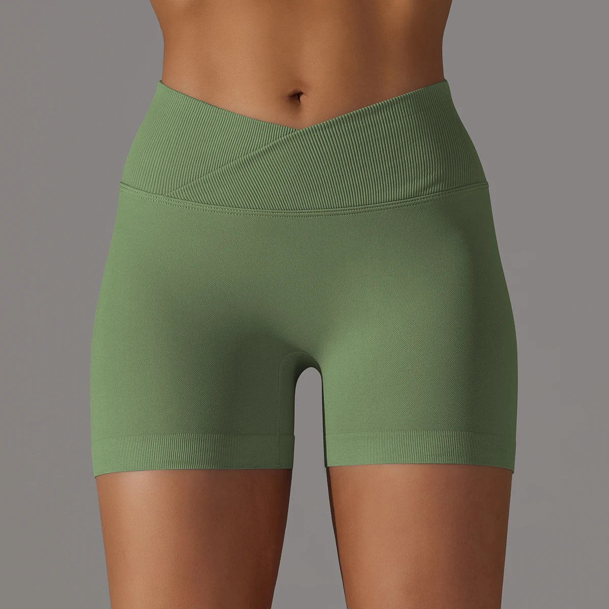 Crossover Waist Women’s Yoga Gym Shorts