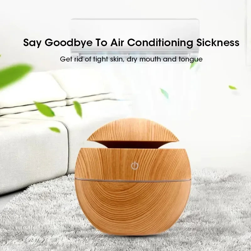 Mini Woodgrain USB Humidifier – Aromatherapy Oil Diffuser