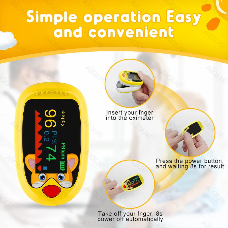 AiQUE Pediatric Finger Pulse Oximeter – Child & Baby SpO₂ Monitor
