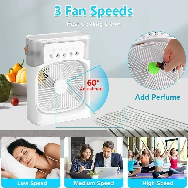 3-in-1 Portable Air Cooler & Humidifier with LED Light