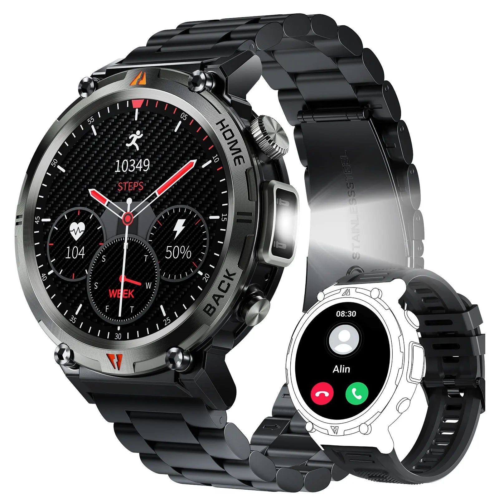EIGIIS KE3 2024 Smartwatch with Bluetooth Call & Flashlight