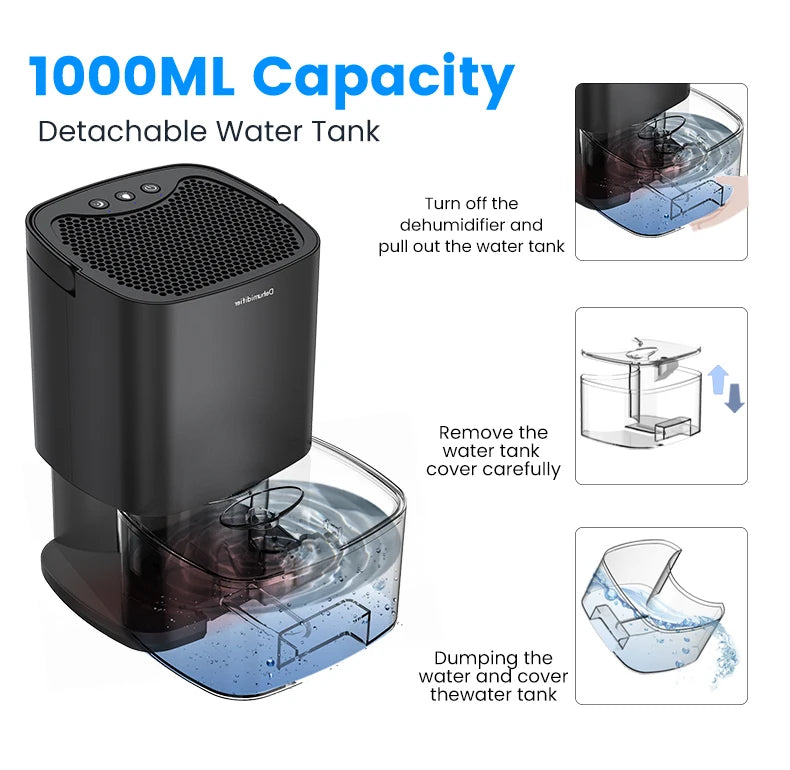 Portable Silent Air Dehumidifier with EU/US Plug