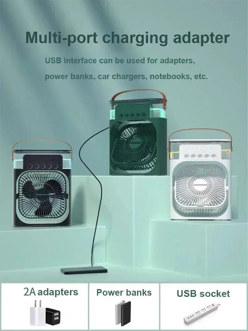 3-in-1 Portable Air Cooler & Humidifier with LED Light