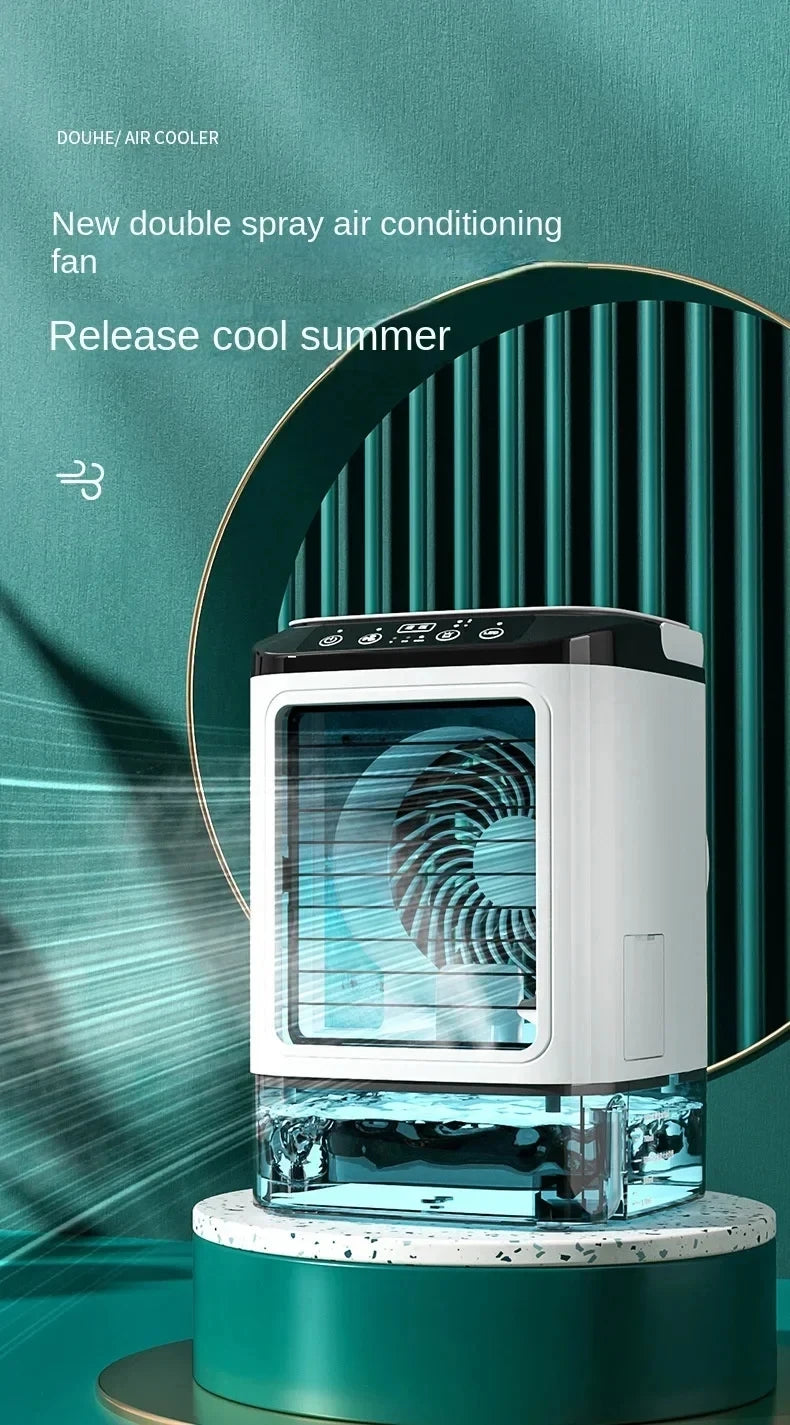 Portable Desktop Air Cooler Fan with Dual Spray & Night Light