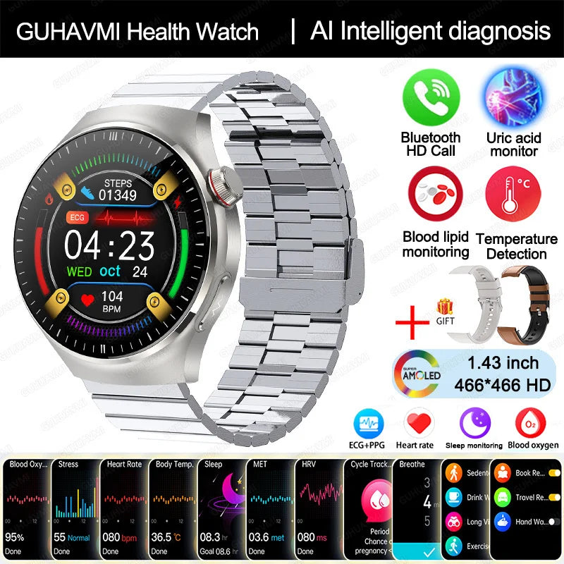 2025 Nursing-Grade Health Smartwatch with ECG, PPG & Bluetooth Call