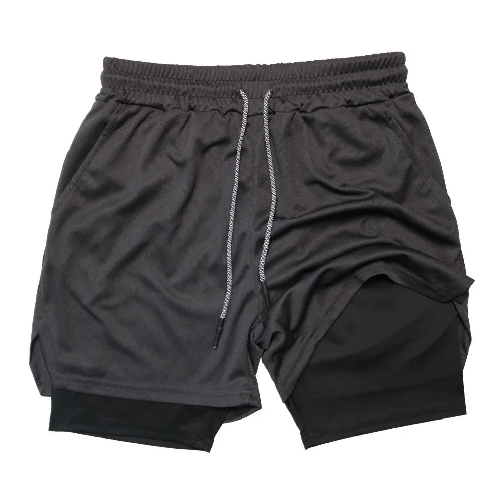 Men’s 2-in-1 Double Layer Quick-Dry Fitness Shorts