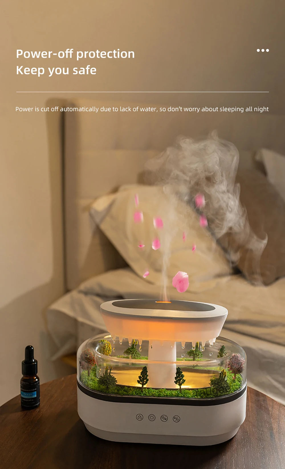 Raindrop Aroma Humidifier & Essential Oil Diffuser with Light & White Noise