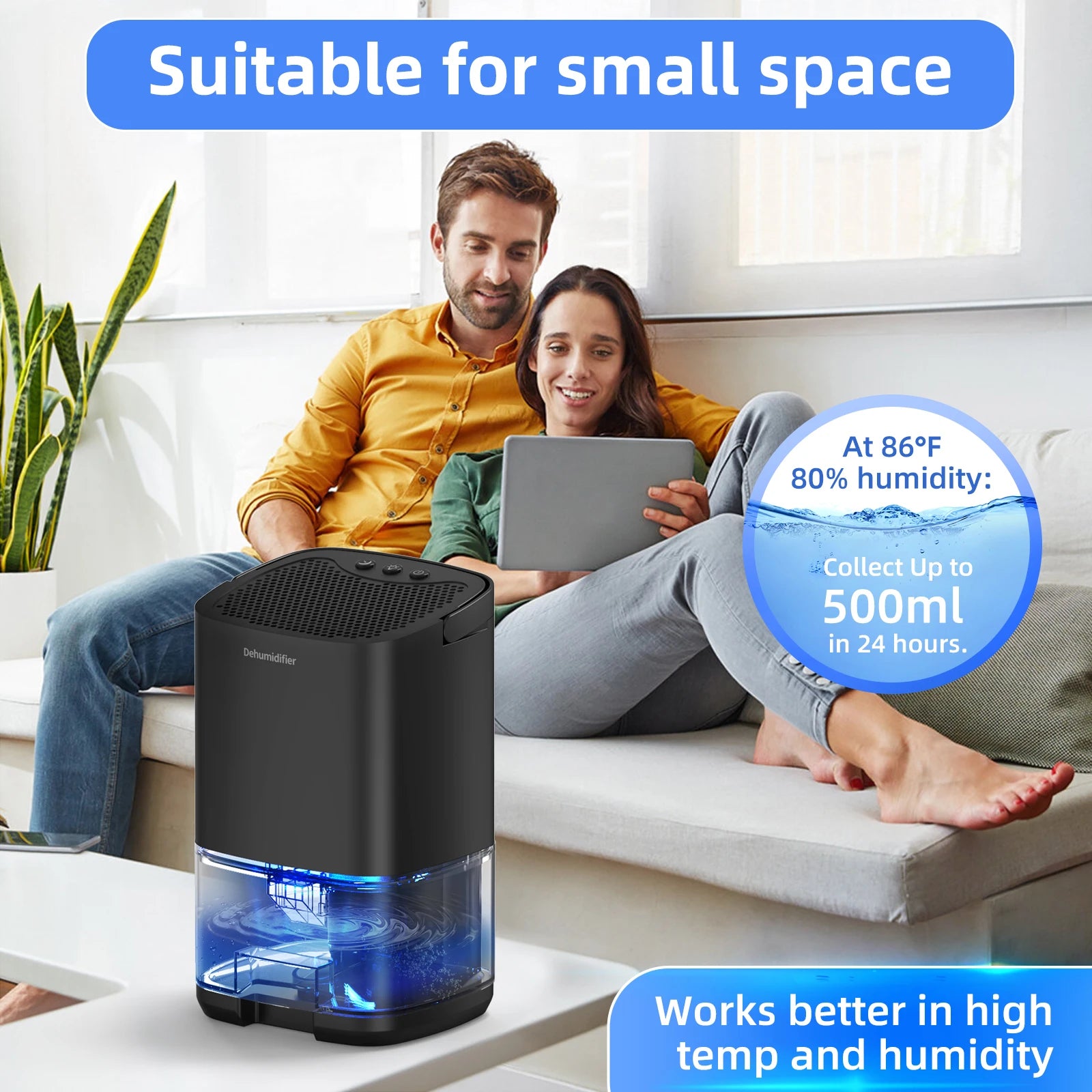 1000ml Portable Dehumidifier for Home, Office & RV