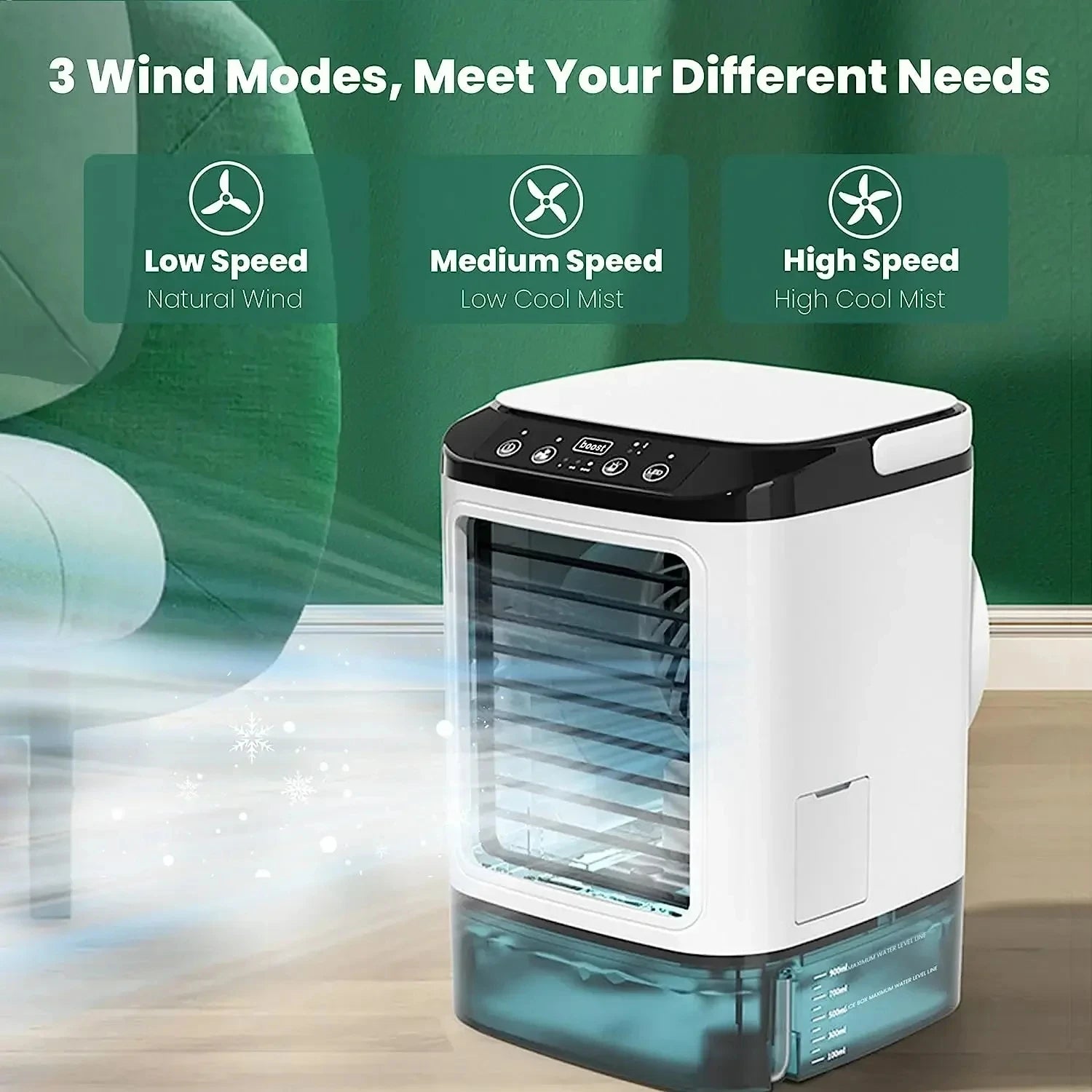 Portable Desktop Air Cooler Fan with Dual Spray & Night Light