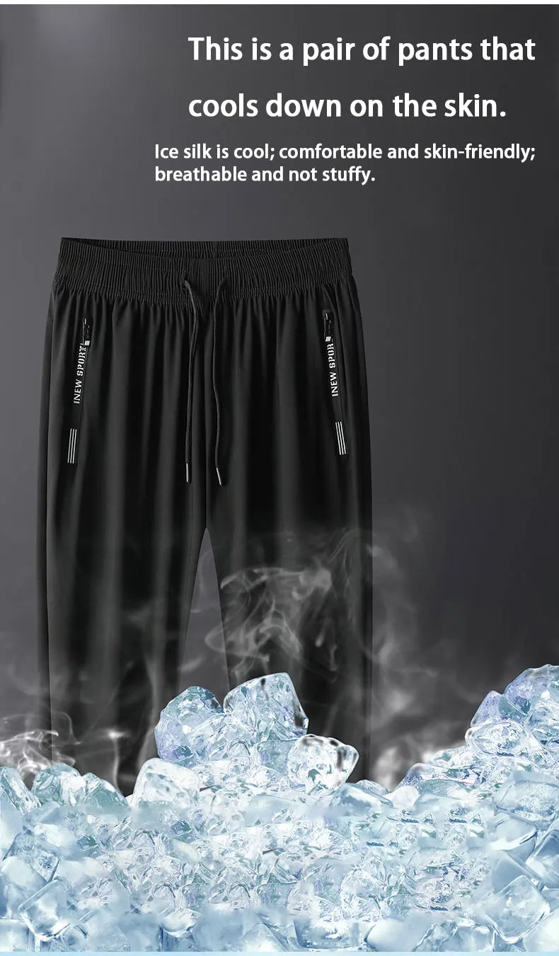 Men’s Summer Ultra-Thin Ice Silk Running Pants