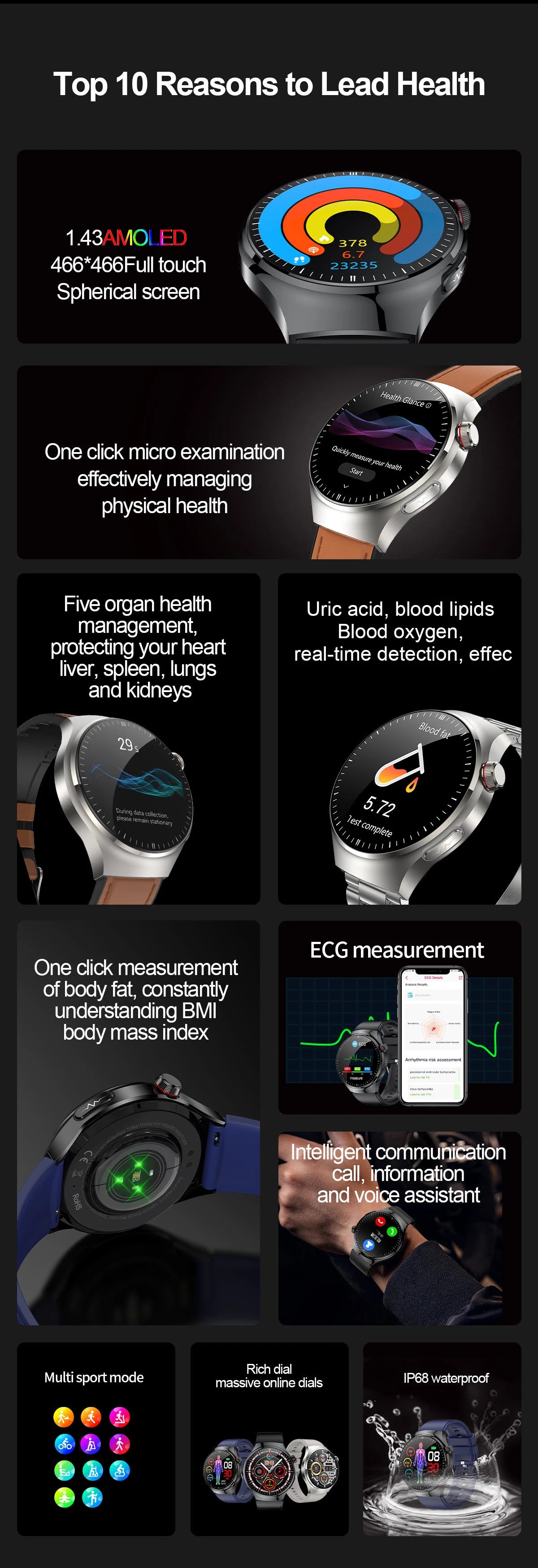 2025 Nursing-Grade Health Smartwatch with ECG, PPG & Bluetooth Call