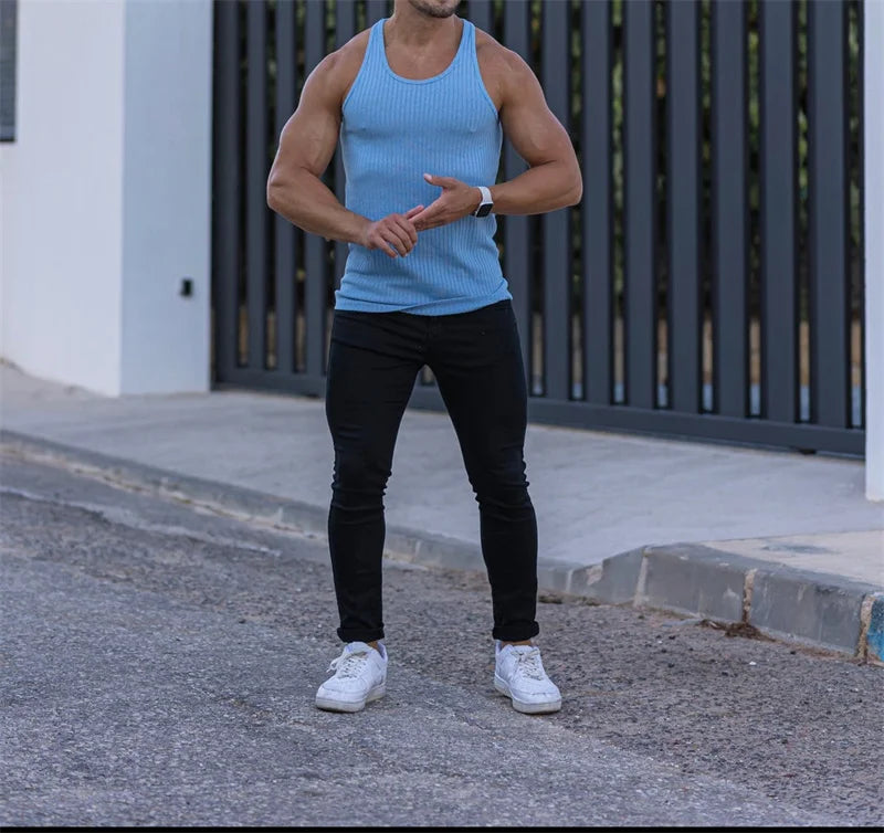 Men's Summer Stripe Gym Tank Top
