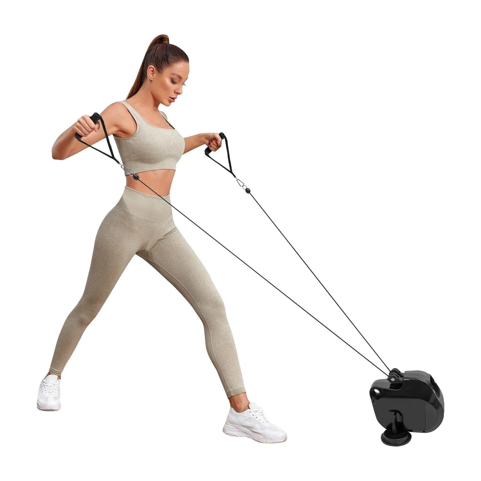 Adjustable Resistance Band Pulley Trainer with Suction Cup