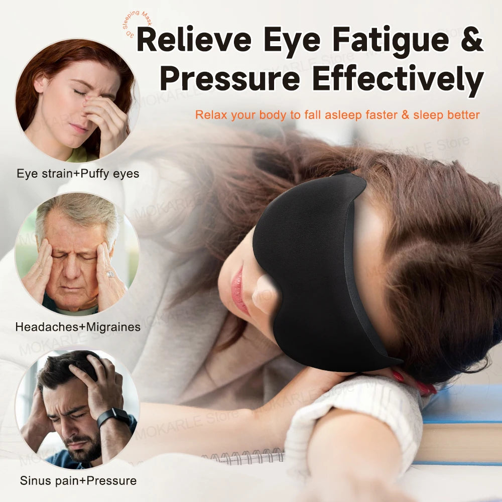 3D Contoured Sleep Mask for Eyes – Light Blocking & Breathable