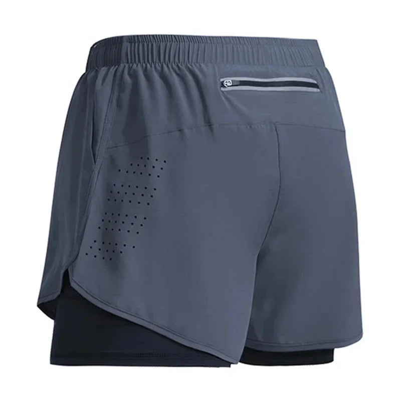 Men’s Double-Layer Running Shorts – Quick-Dry Fitness Workout Pants
