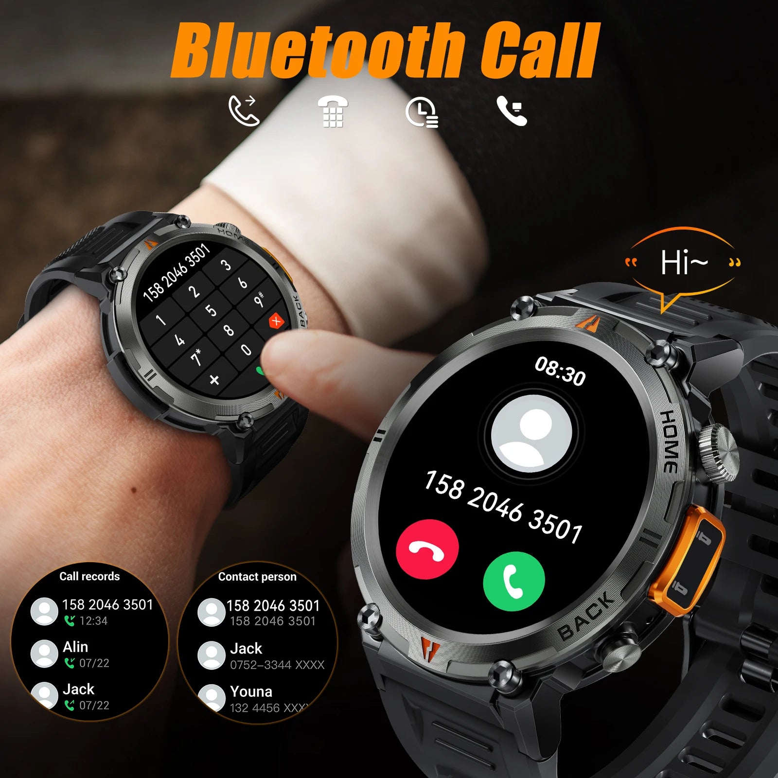 EIGIIS KE3 2024 Smartwatch with Bluetooth Call & Flashlight