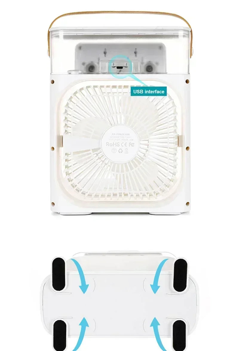 3-in-1 Portable Air Cooler & Humidifier with LED Light