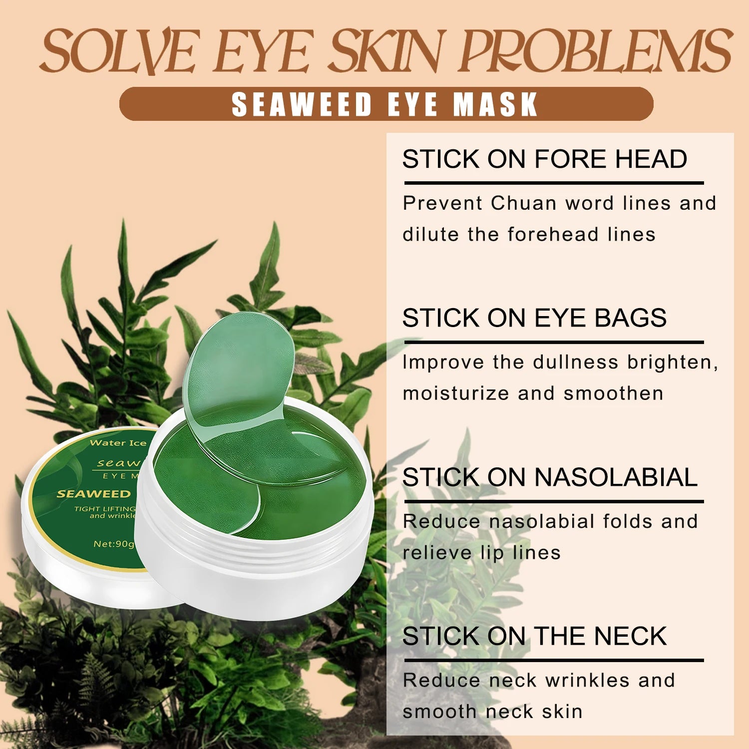 60pcs Seaweed Collagen Eye Masks – Dark Circle & Puffiness Treatment