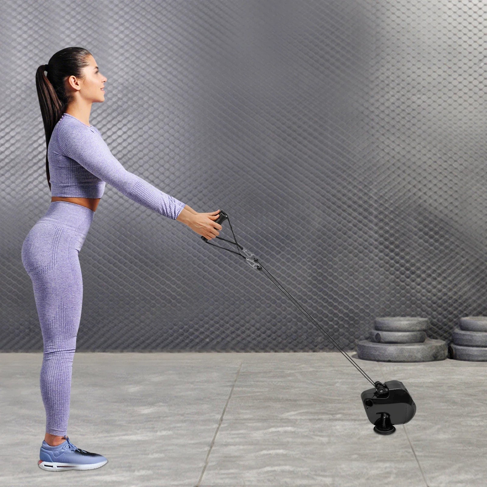 Adjustable Resistance Band Pulley Trainer with Suction Cup