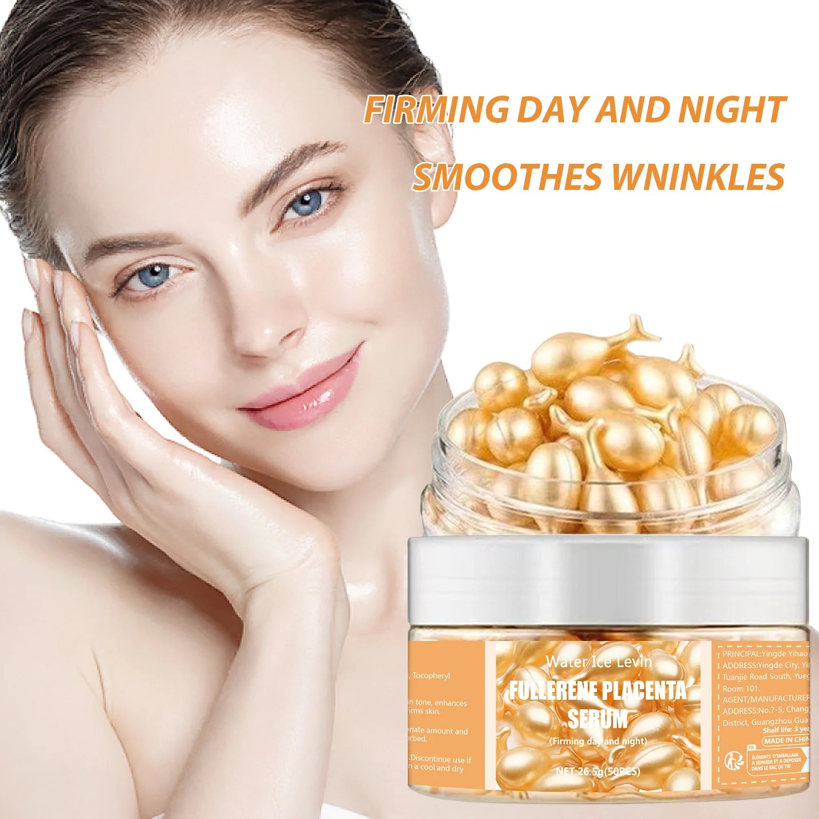 50pcs Collagen Face Serum Capsules with Hyaluronic Acid