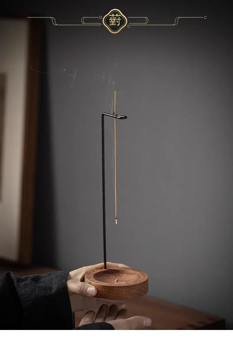 Creative Upside-Down Incense Burner – Wooden Holder & Tray