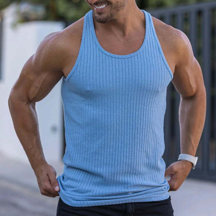 Men's Summer Stripe Gym Tank Top