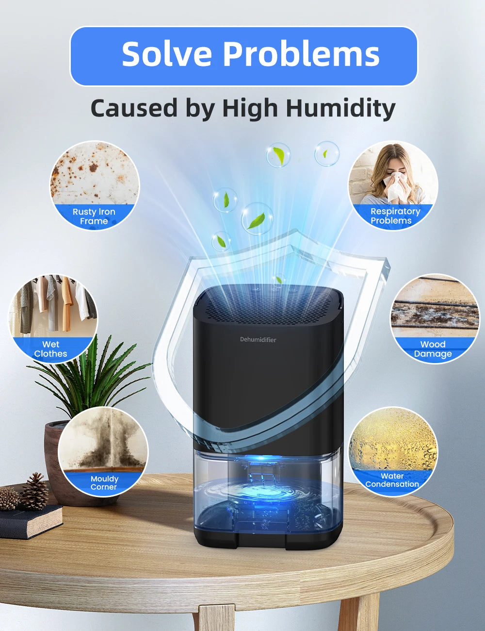 1000ml Portable Dehumidifier for Home, Office & RV
